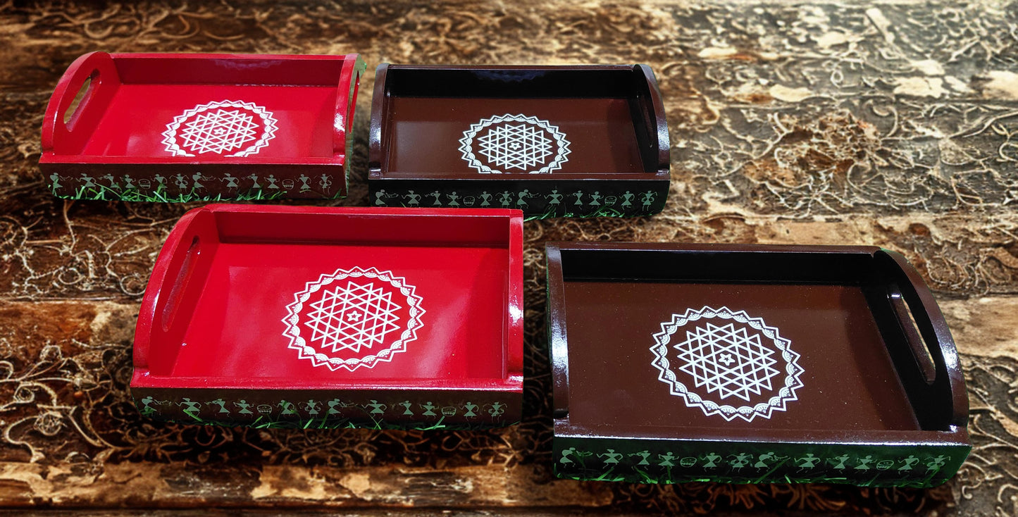 Traditional Kolam Design MDF Tray – 7 x 5 Inch | Decorative & Gift Tray