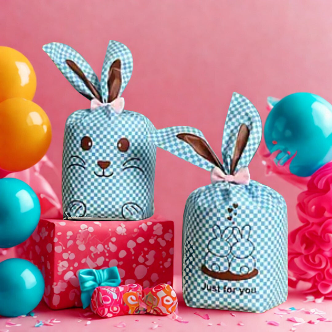 Cute Bunny Theme Kids Gift Bag – Large Size (32 × 19.5 cm)-Set of 10
