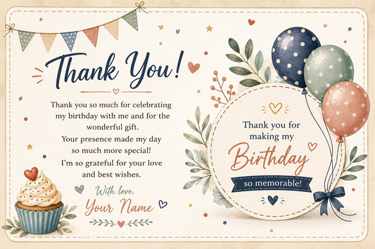 Personalized Birthday Thank You Card – Boys & Girls | Custom Return Gift Thank You Card