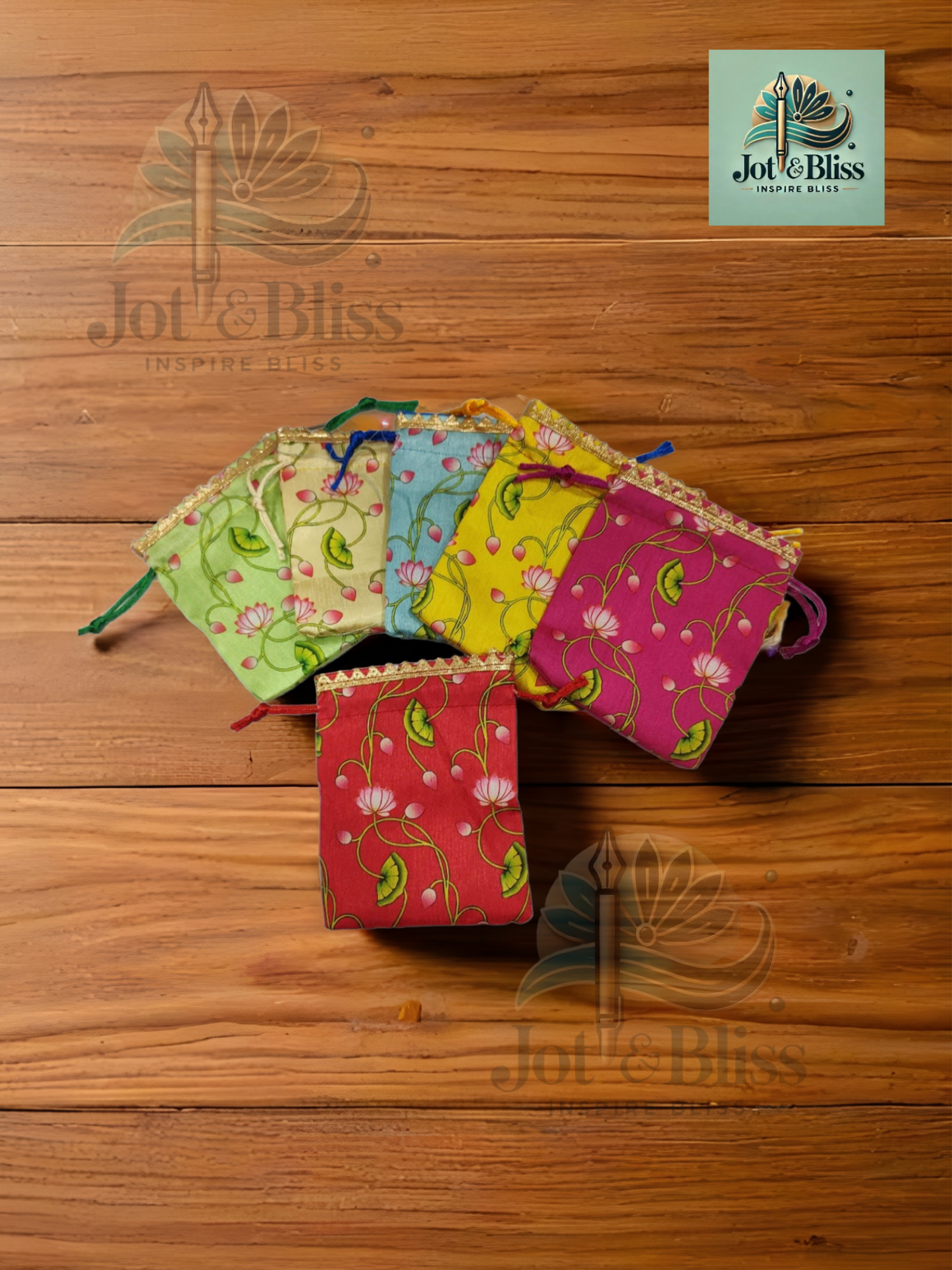🌸 Fabric Coin Potli Bags – 4x4 inch | Set of 10