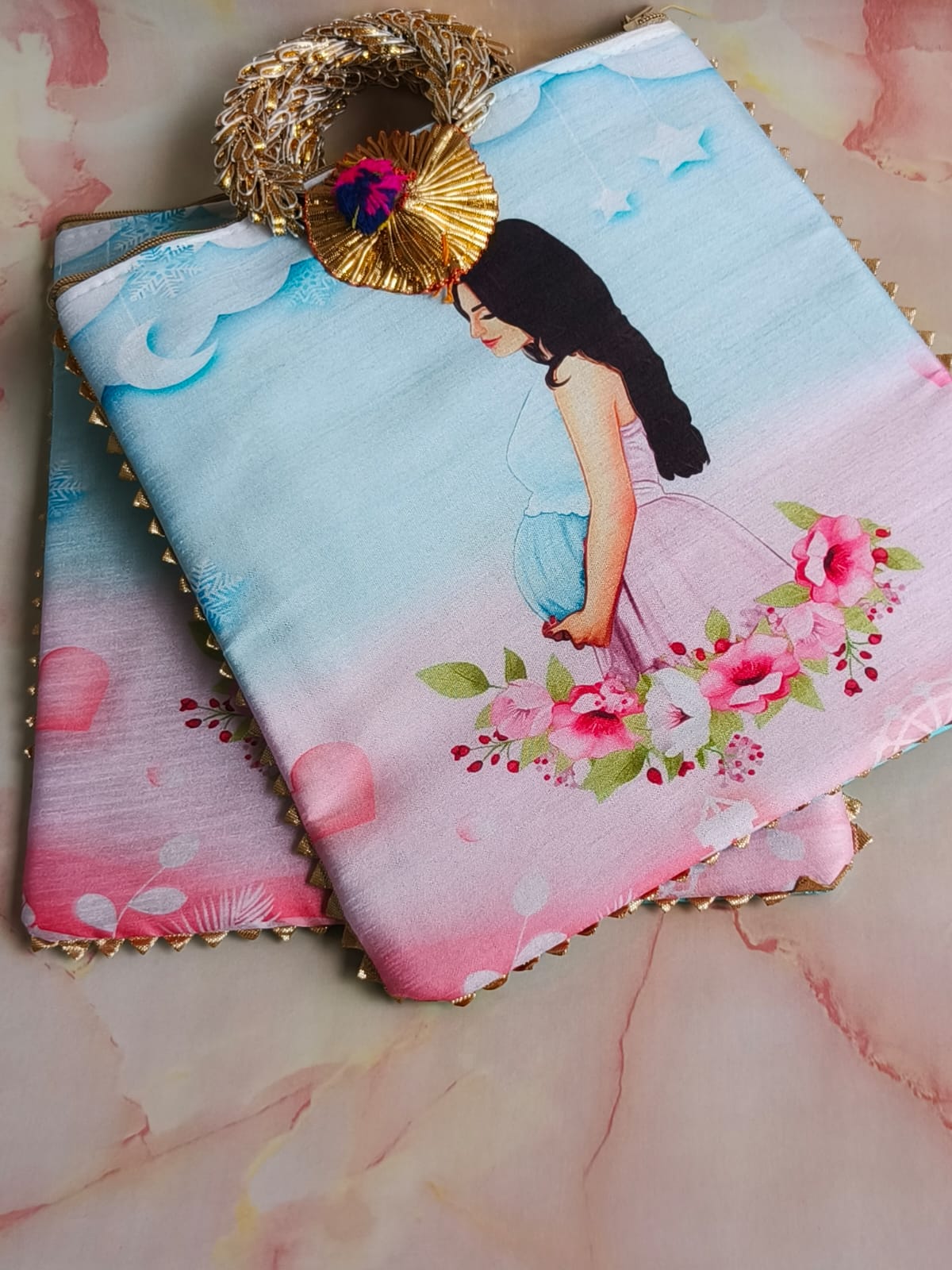 Baby Shower Designer Gift Bag | Mom-to-Be Zipper Pouch