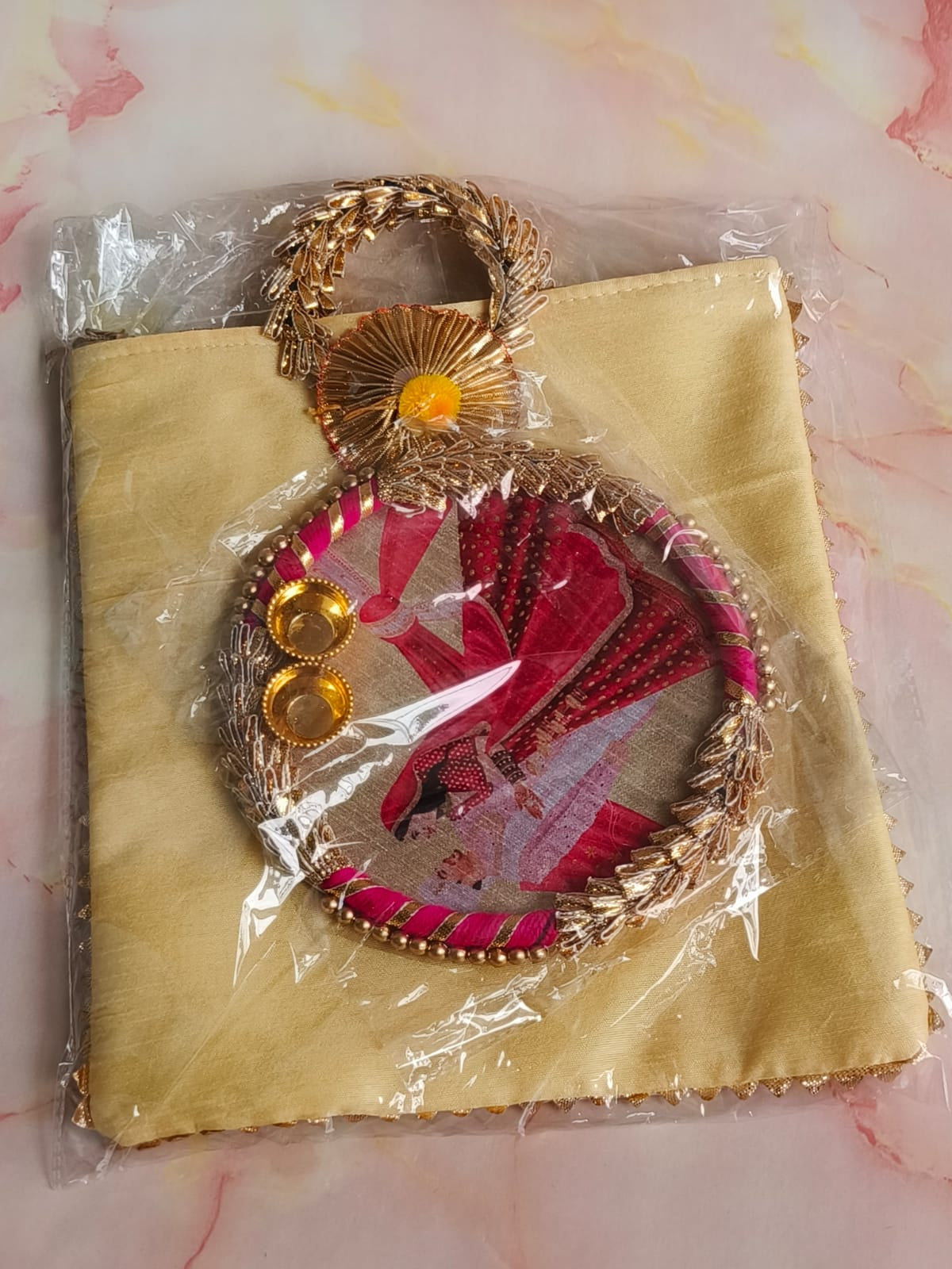 Wedding Return Gift Combo – Bag + MDF Kumkum Plate