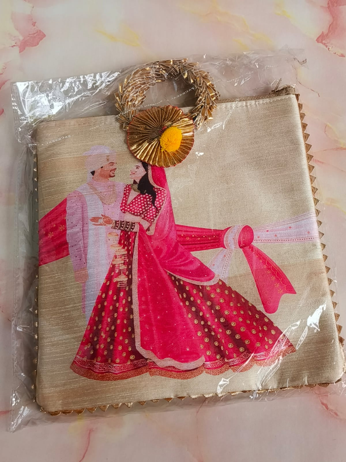 Wedding Return Gift Combo – Bag + MDF Kumkum Plate