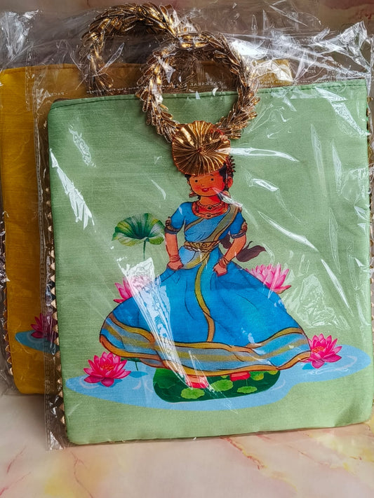 Designer Gift Bag | Dancing Girl on Lotus Pond Zipper Pouch