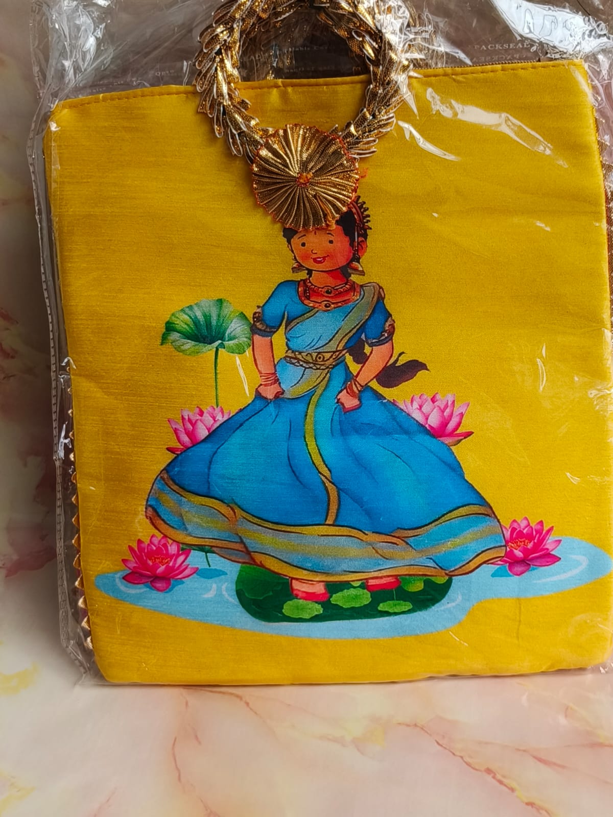 Designer Gift Bag – Dancing Girl on Lotus pond (Zipper Pouch)