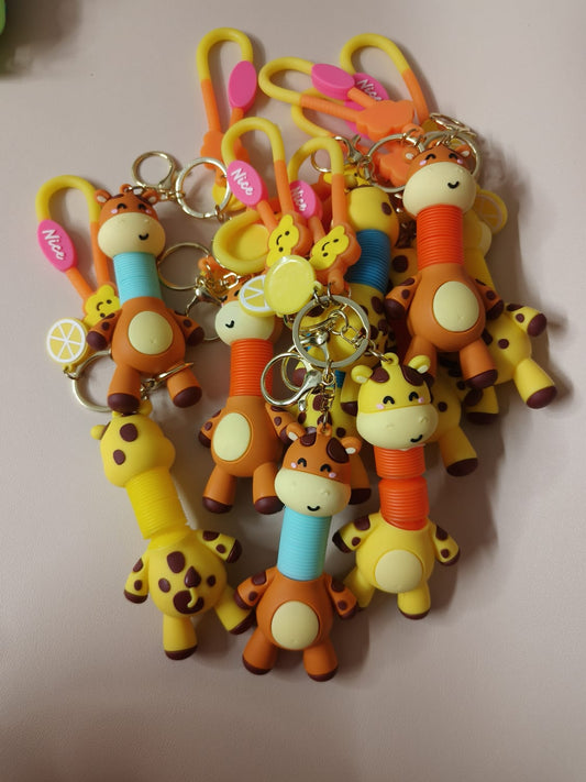 Collapsible Animal Keychain | Cute Giraffe & Dinosaur theme Stretch Keychain for Kids