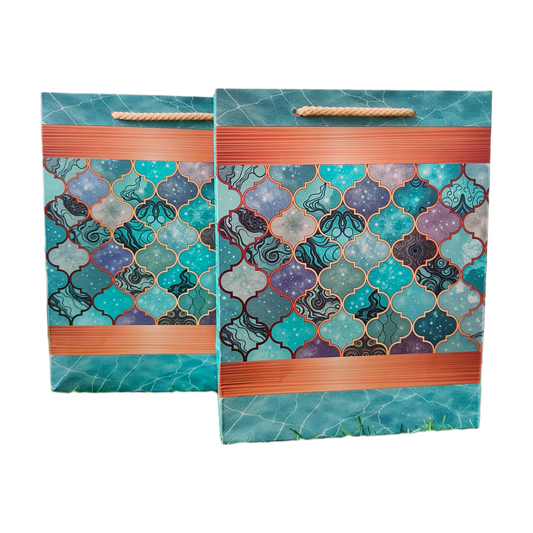 Teal Lotus Premium Paper Gift Bag | Rope Handle