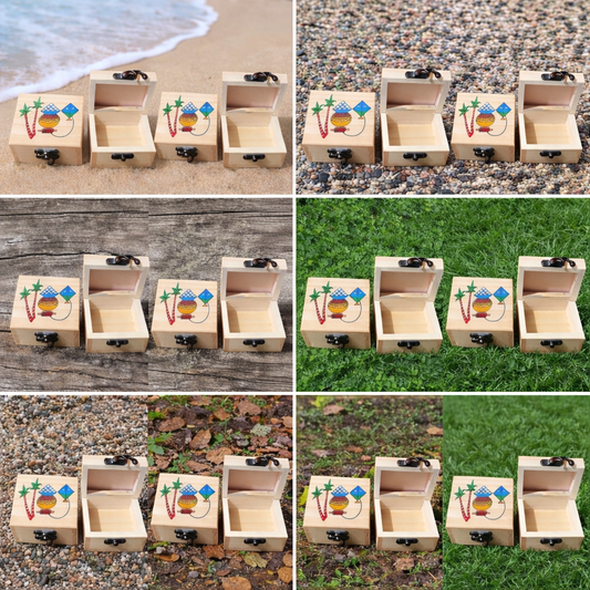 Handcrafted Wooden Utility Box – Festive Palm Tree & Pongal Pot Design | Return Gift & Storage Box