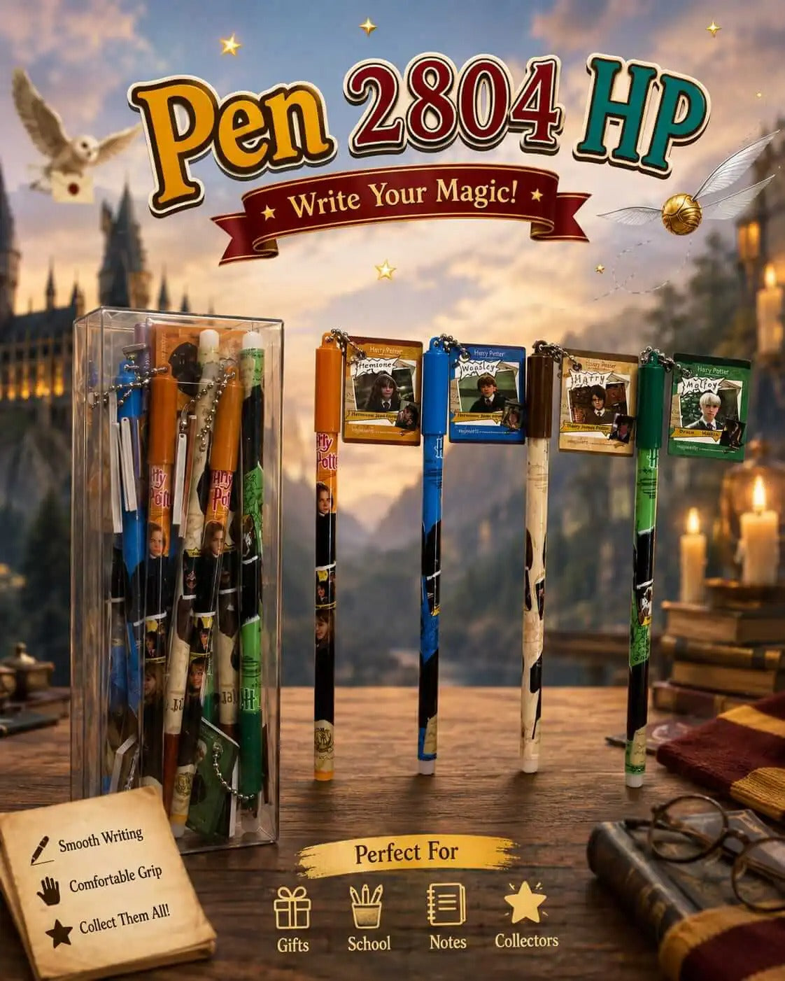 Harry Potter Pens Combo – Set of 2 | Magical Character Pens for Kids & Collectors