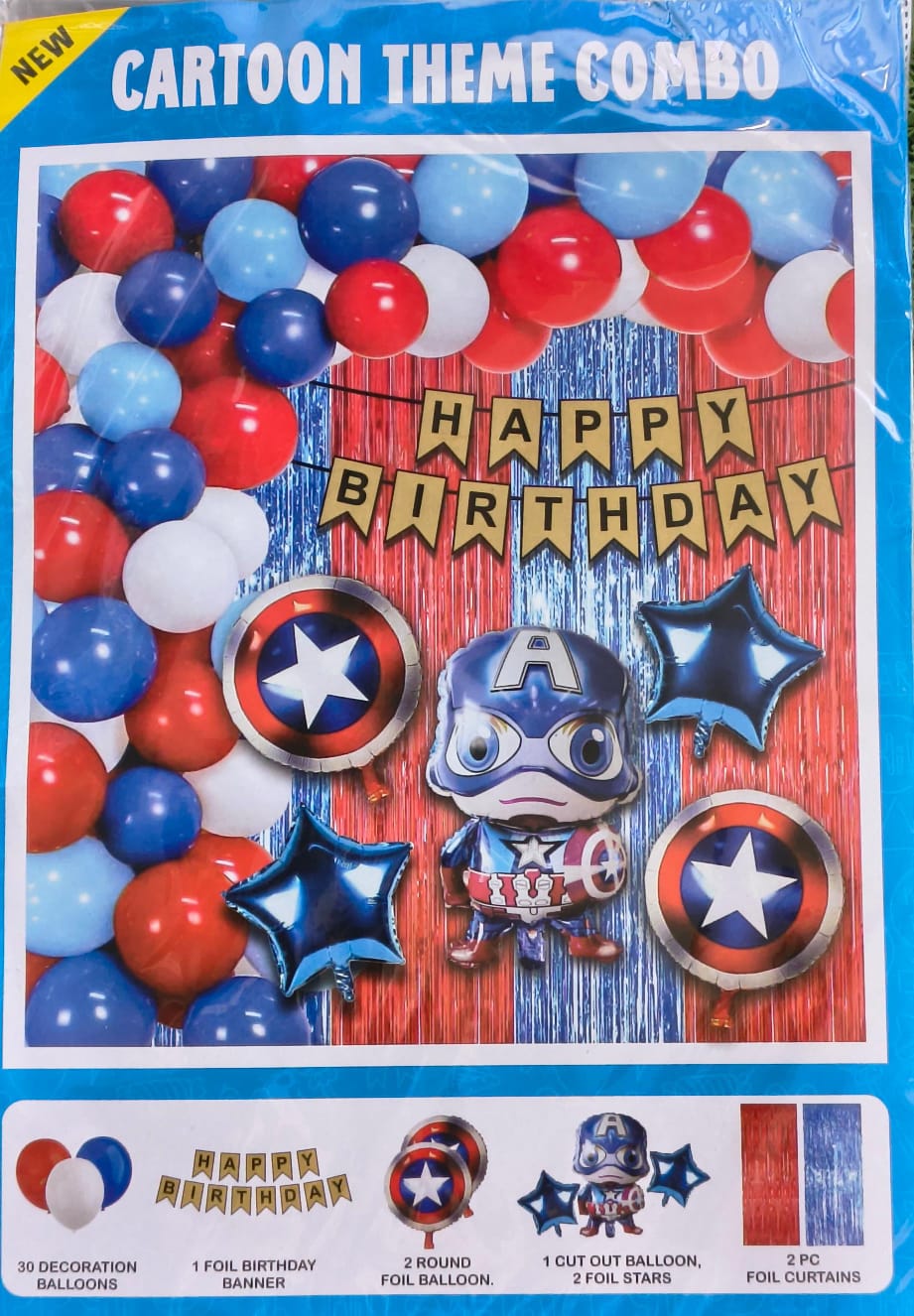 Kids Superhero Birthday Decoration Combo Set | Red & Blue Hero Theme Balloon Party Kit