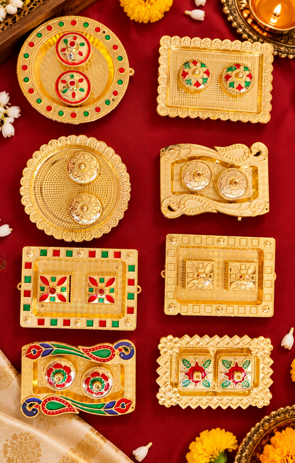“Decorative Metal Kumkum Boxes | Small & Medium | Pooja Gift