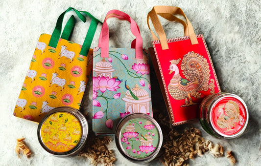Printed Felt Gift Bags (Only Bags) | Reusable & Eco-Friendly Set of 10