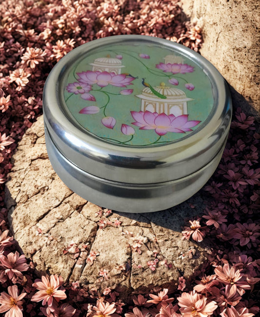 Printed Steel Tiffin Box | Traditional Design | Jot & Bliss