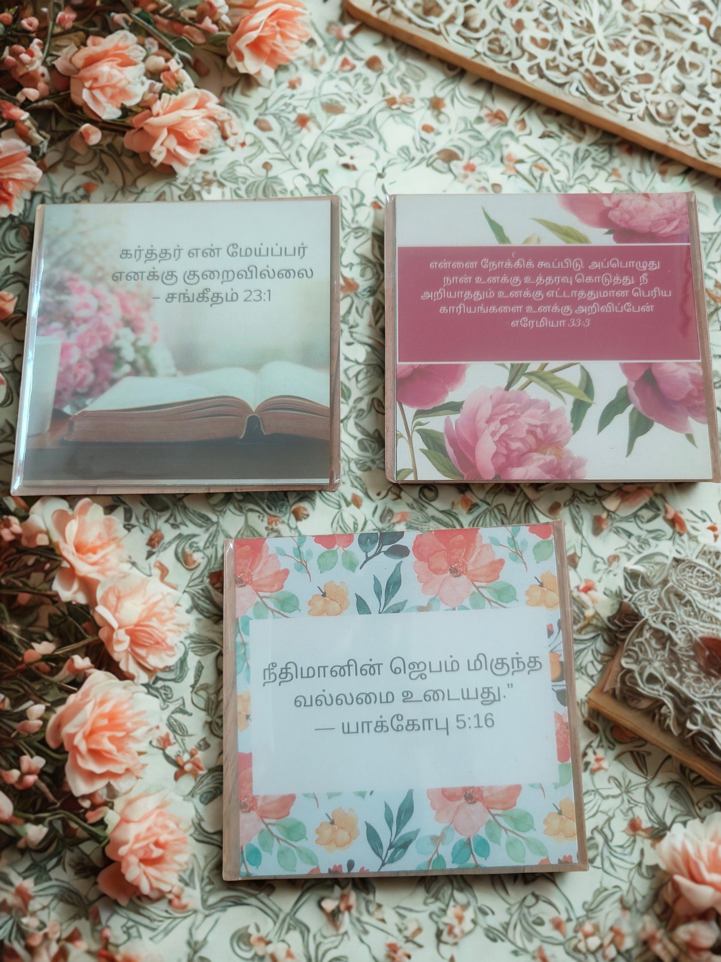 Tamil Bible Verse Fridge Magnets (3×3 Inch) | Christian Return Gifts