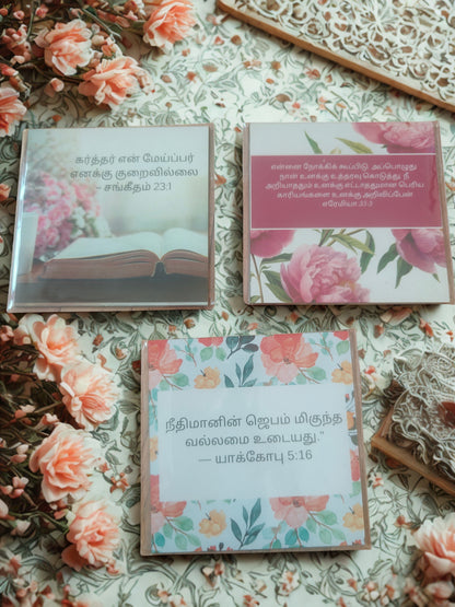 Tamil Bible Verse Fridge Magnets (3×3 Inch) | Christian Return Gifts