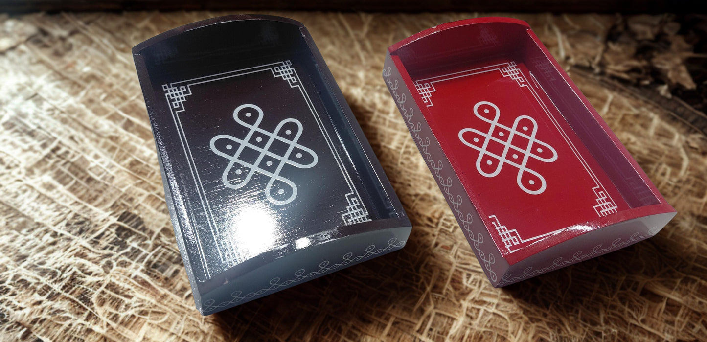 Traditional MDF Decorative Tray – 6 x 4 Inch | Black & Red Design