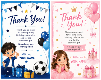 Personalized Birthday Thank You Card – Boys & Girls | Custom Return Gift Thank You Card