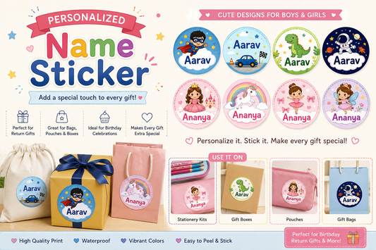 Personalized Name Sticker for Birthday Return Gifts | Custom Kids Name Labels