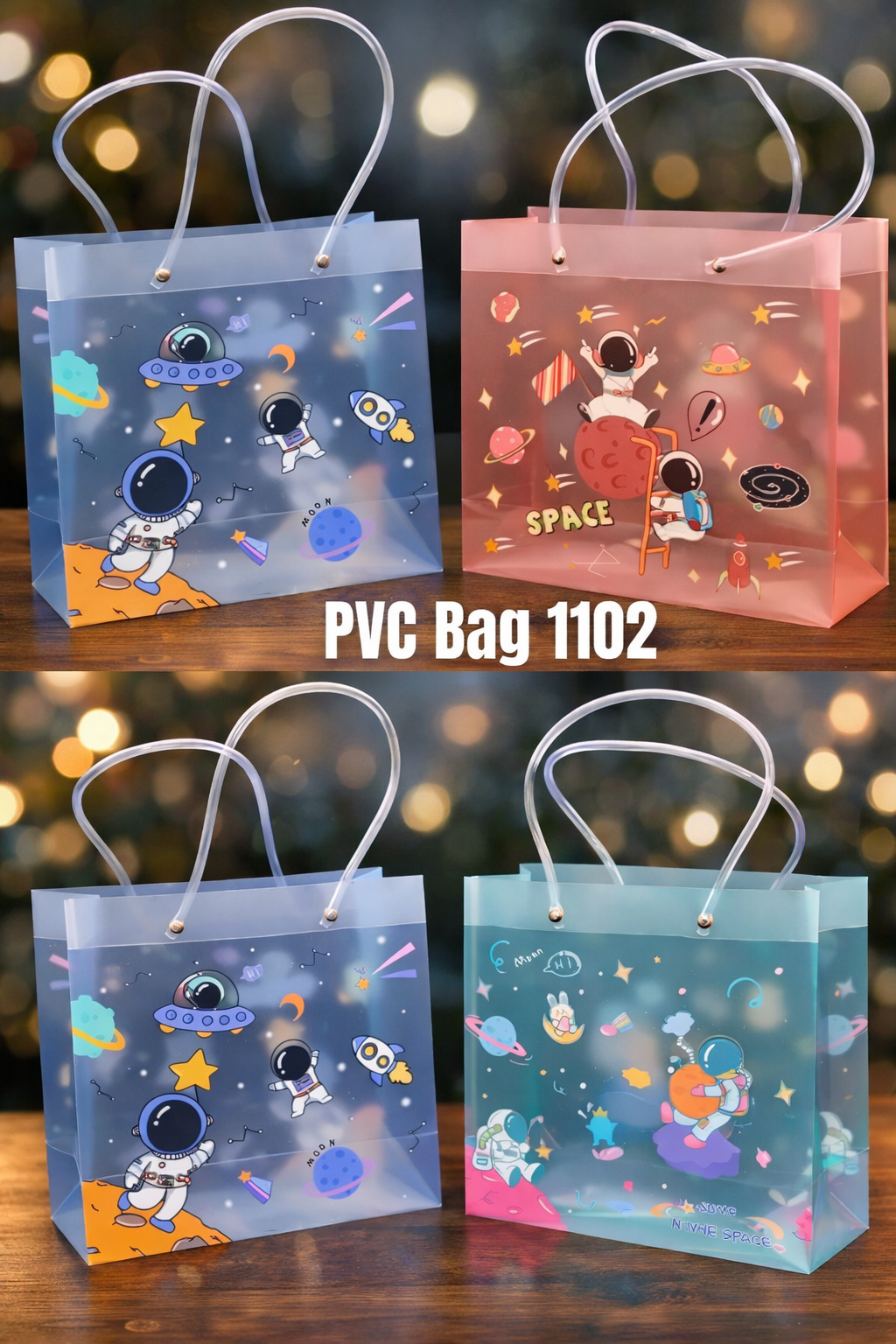 Transparent PVC Bag for Kids Return Gifts-Space theme -Pack of 10