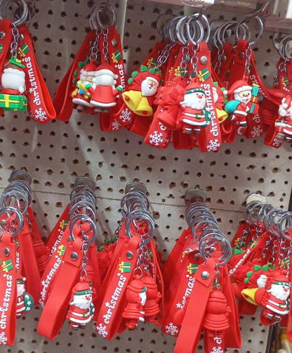 Christmas Santa & Snowman Silicone Keychain | Festive Bag & Key Holder