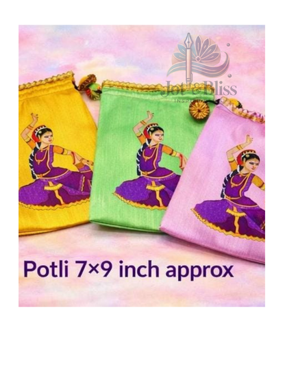 Salangai Pooja Return Gift Potli Bags 7×9 Inch | Traditional Pooja Gift Pouches | Set of 5