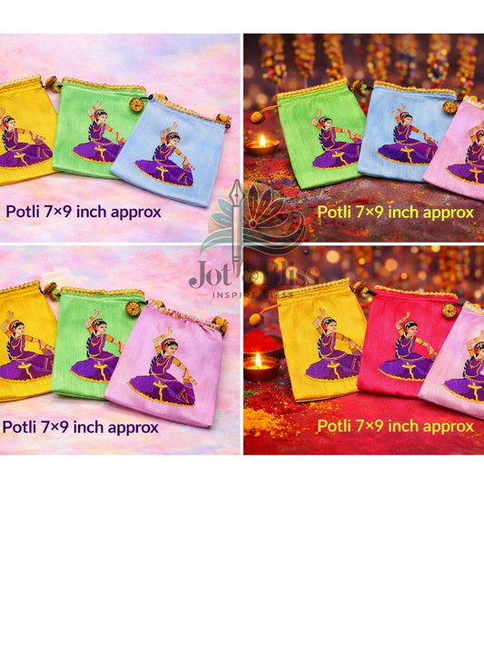 Salangai Pooja Return Gift Potli Bags 7×9 Inch | Traditional Pooja Gift Pouches | Set of 5