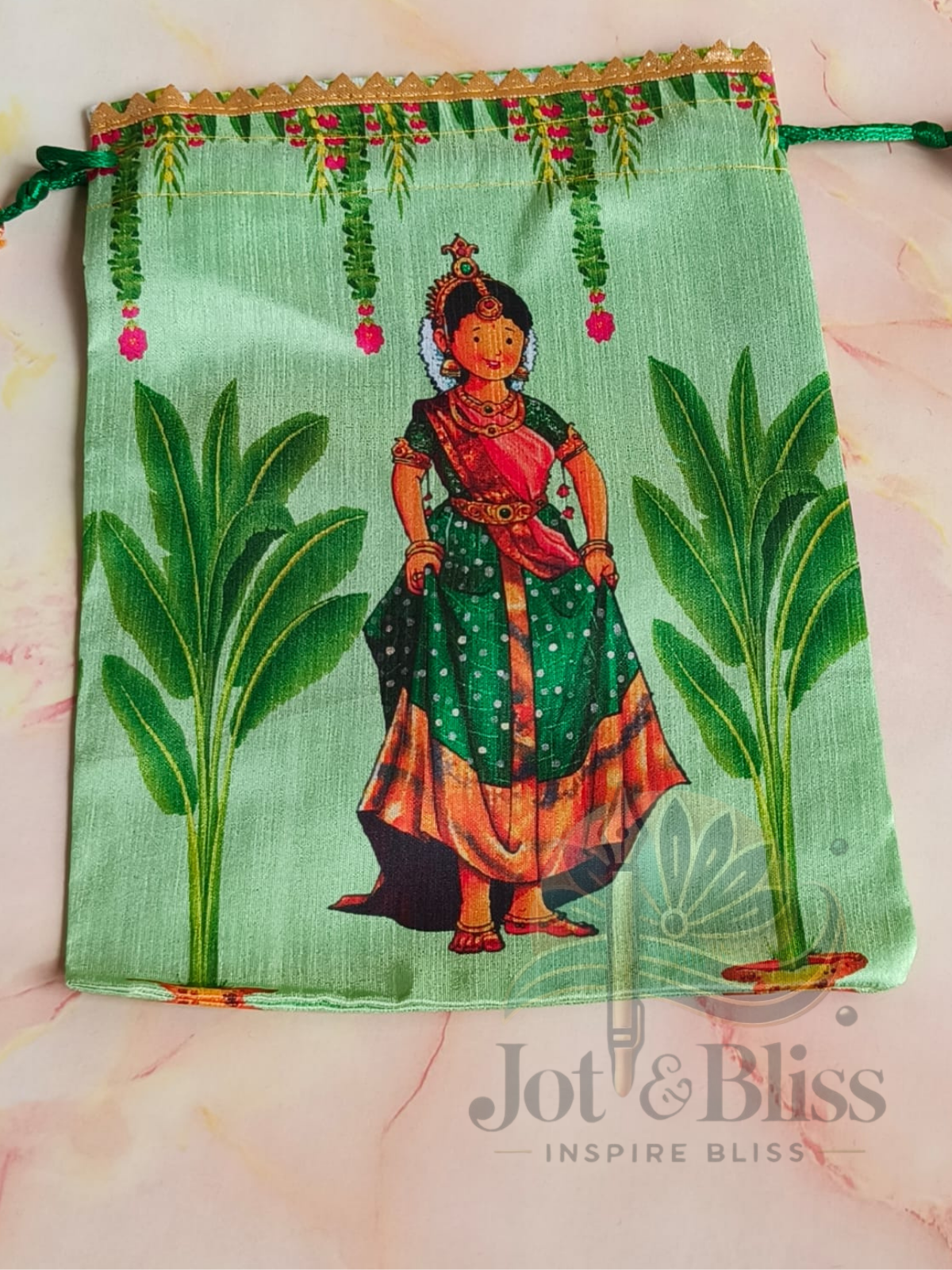 Half Saree Function Potli Bags 7×9 Inch |Return Gift Bags | Pack of 10