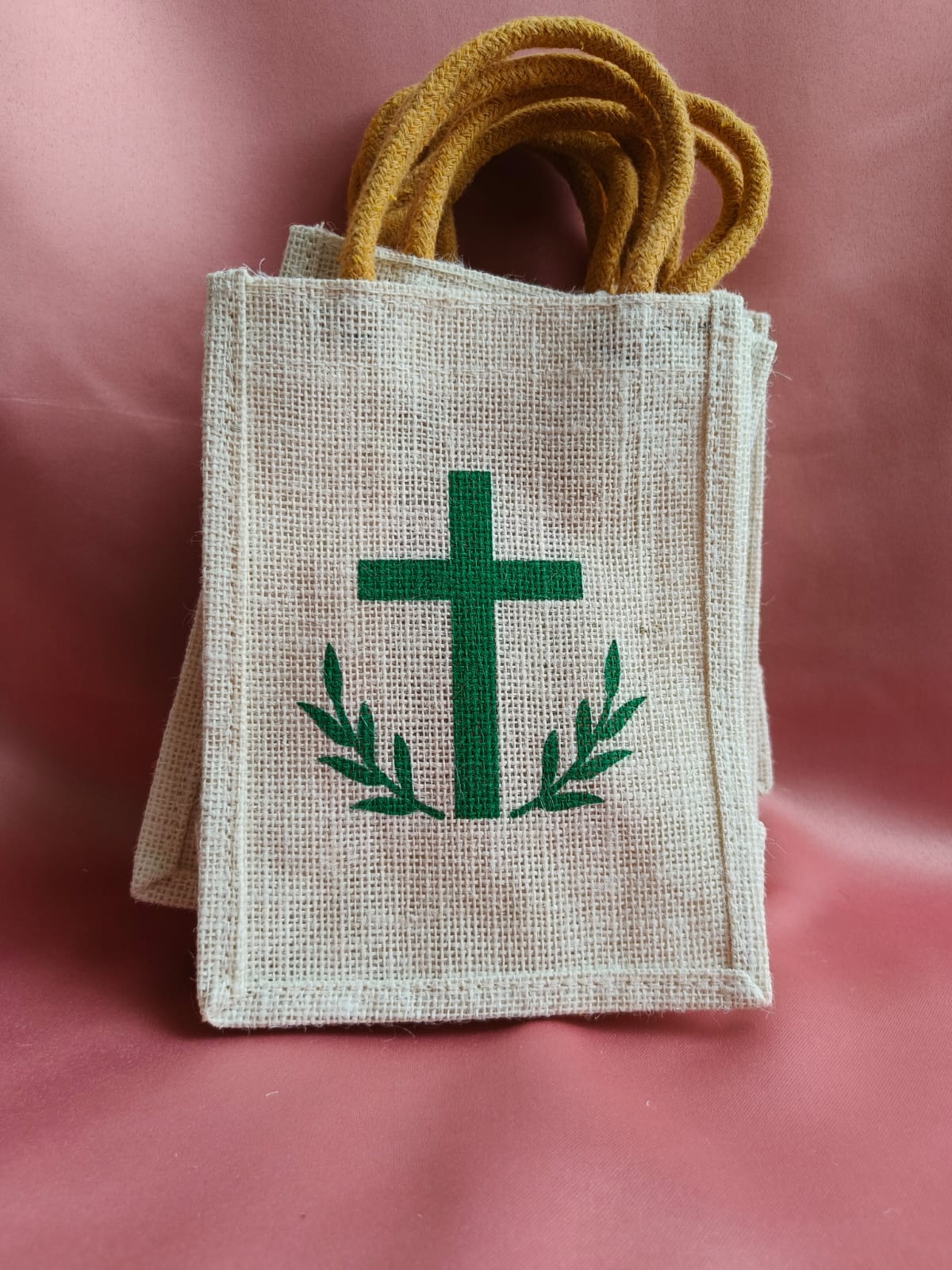 Cross Printed Jute Gift Bags | Eco-Friendly & Reusable