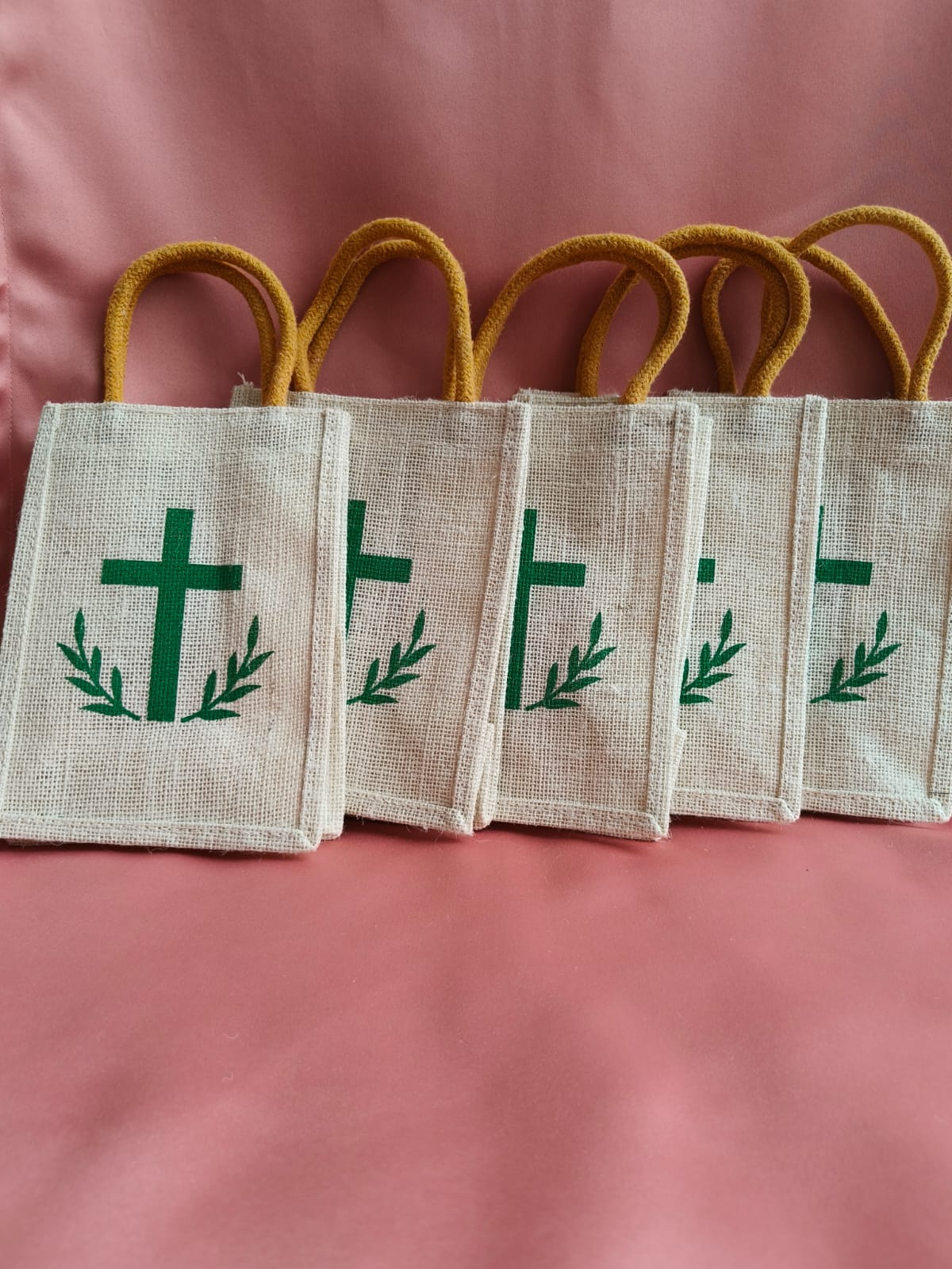 Cross Printed Jute Gift Bags | Eco-Friendly & Reusable