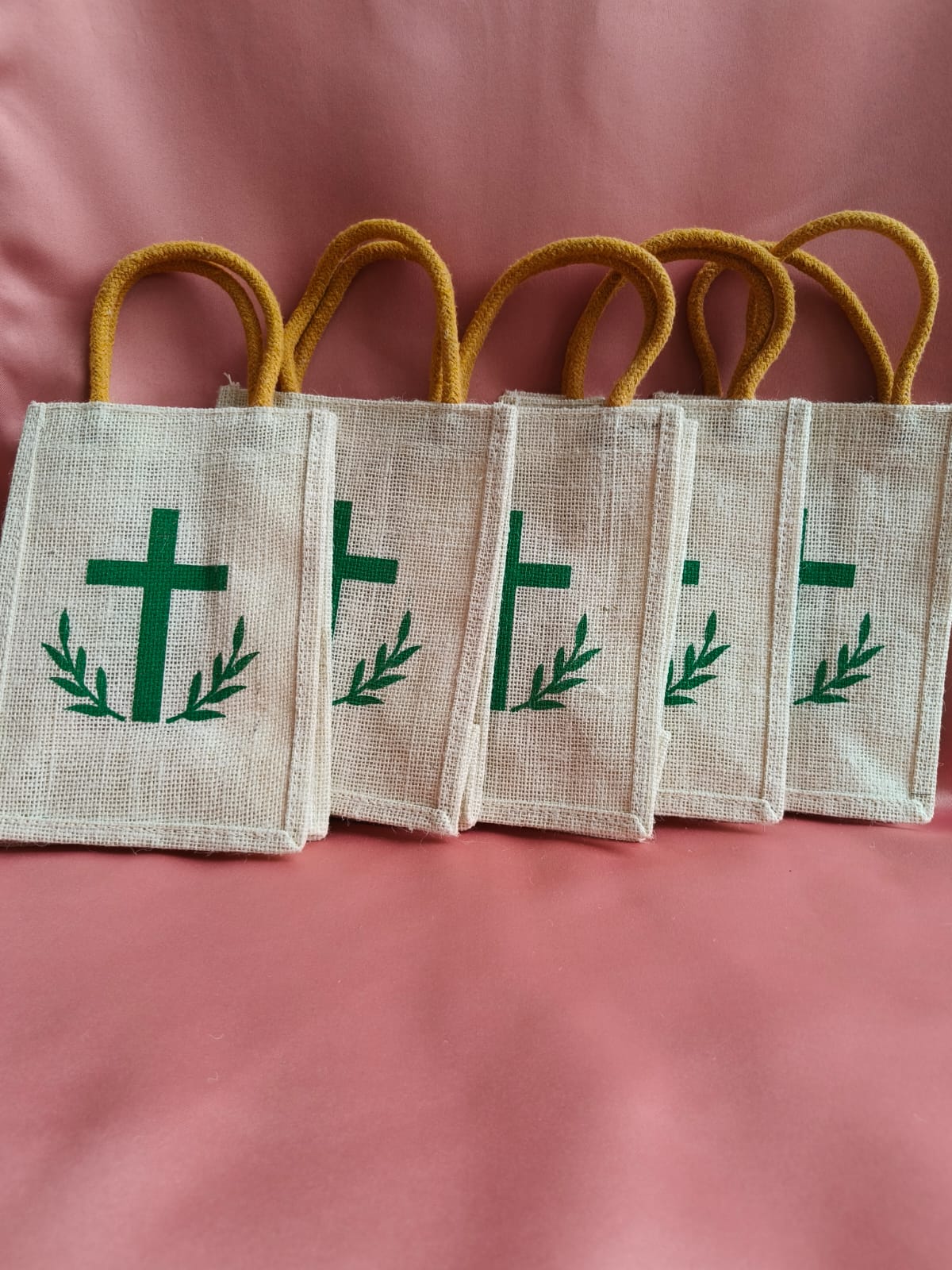 Cross Printed Jute Gift Bags | Eco-Friendly & Reusable