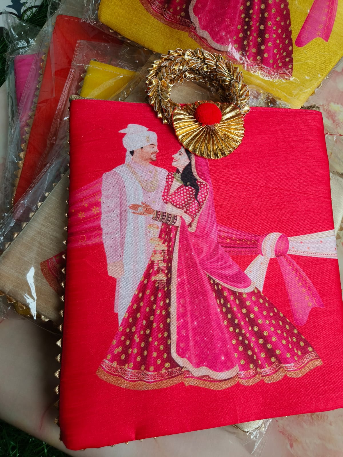 Wedding Return Gift Combo | Bag + MDF Kumkum Plate