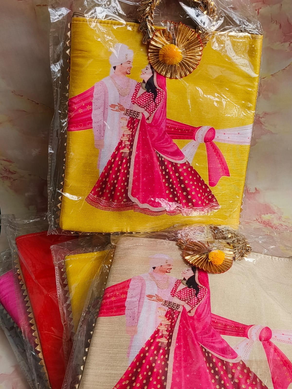 Wedding Return Gift Combo | Bag + MDF Kumkum Plate