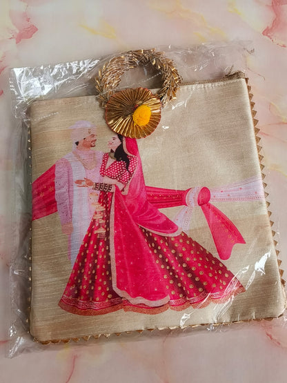 Wedding Return Gift Combo – Bag + MDF Kumkum Plate
