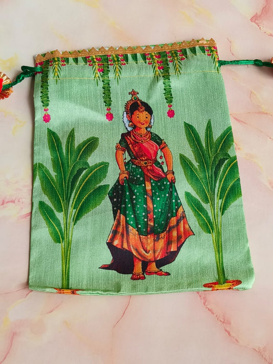 Dancing Girl Potli – Green Banana Leaf