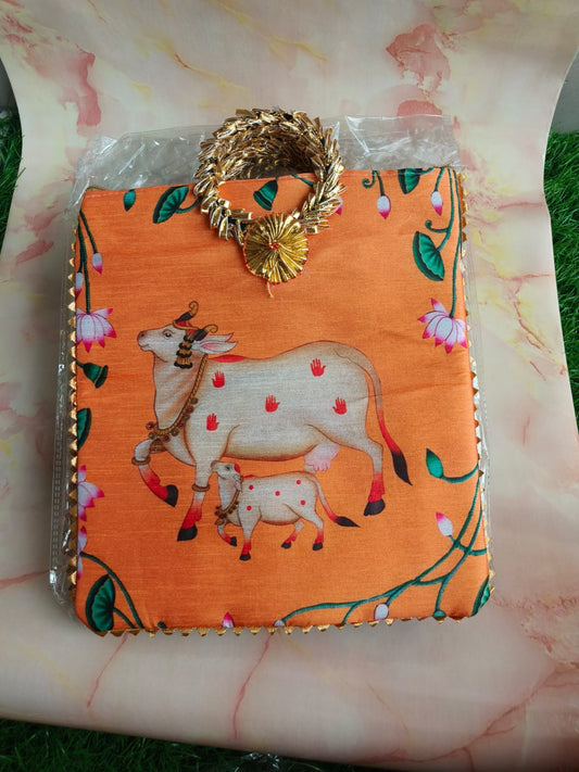 Gomata Blessings Gift Bag – Cow & Calf (Zipper Pouch) – Assorted colors