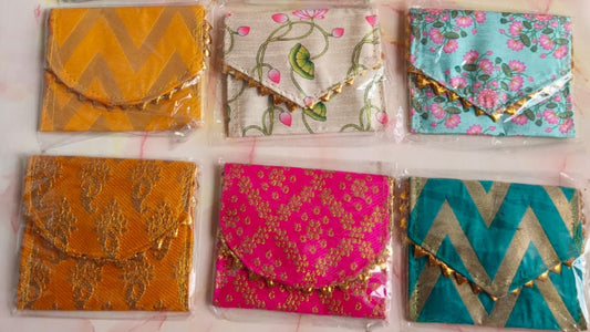 Mini Shagun / Coin Pouch – Designer Fabric (Flap) – Assorted Prints- pack of 2