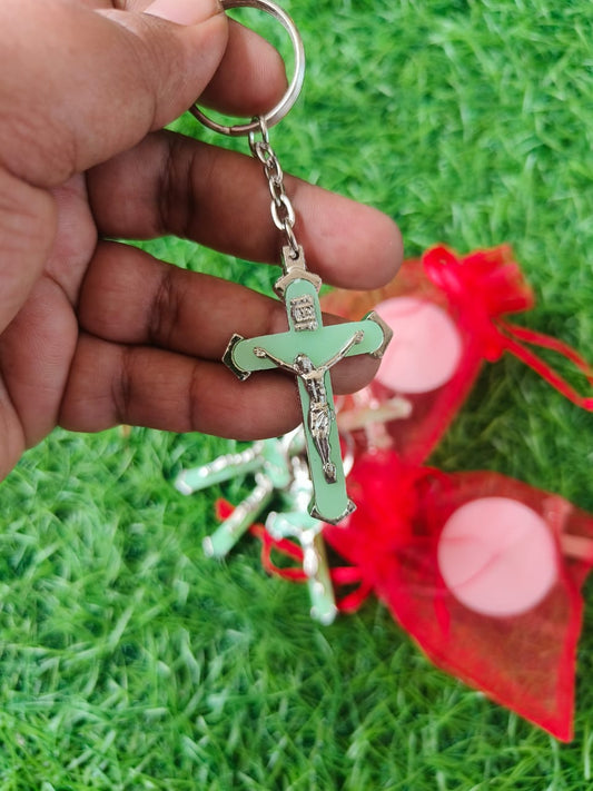 Set of 4 Glow-in-the-Dark Cross Keychains – Religious Souvenir Gifts