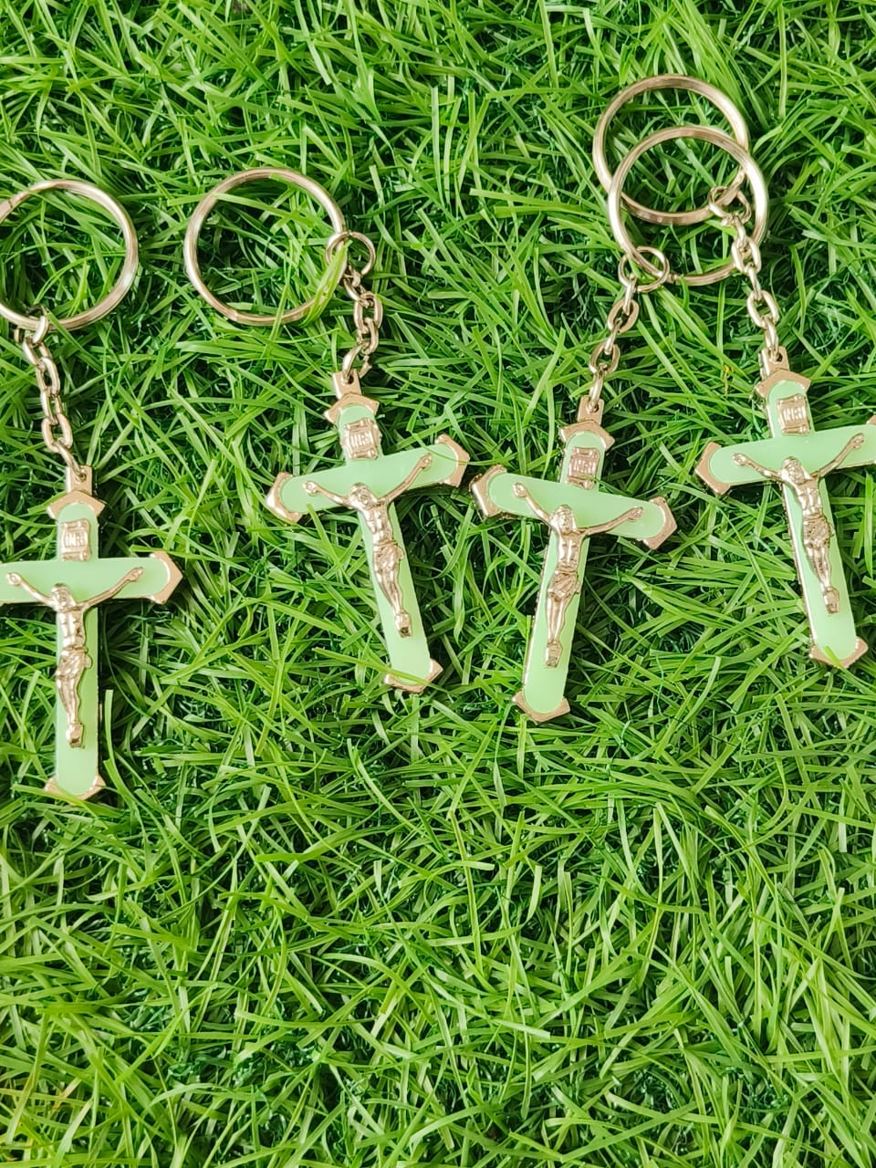 Set of 5 Glow-in-the-Dark Cross Keychains – Religious Souvenir Gifts