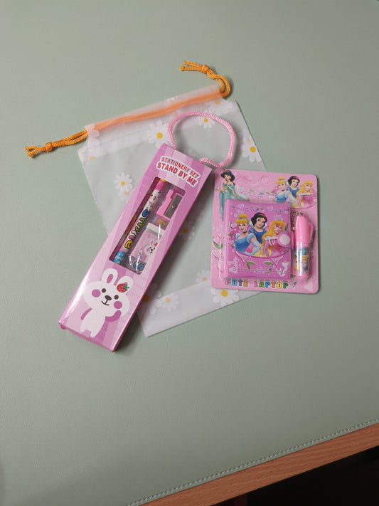 Cute Mini Station Kit with Mini Diary & Pen | Kids Gift Combo with Daisy Pouch (Pack of 5 sets)