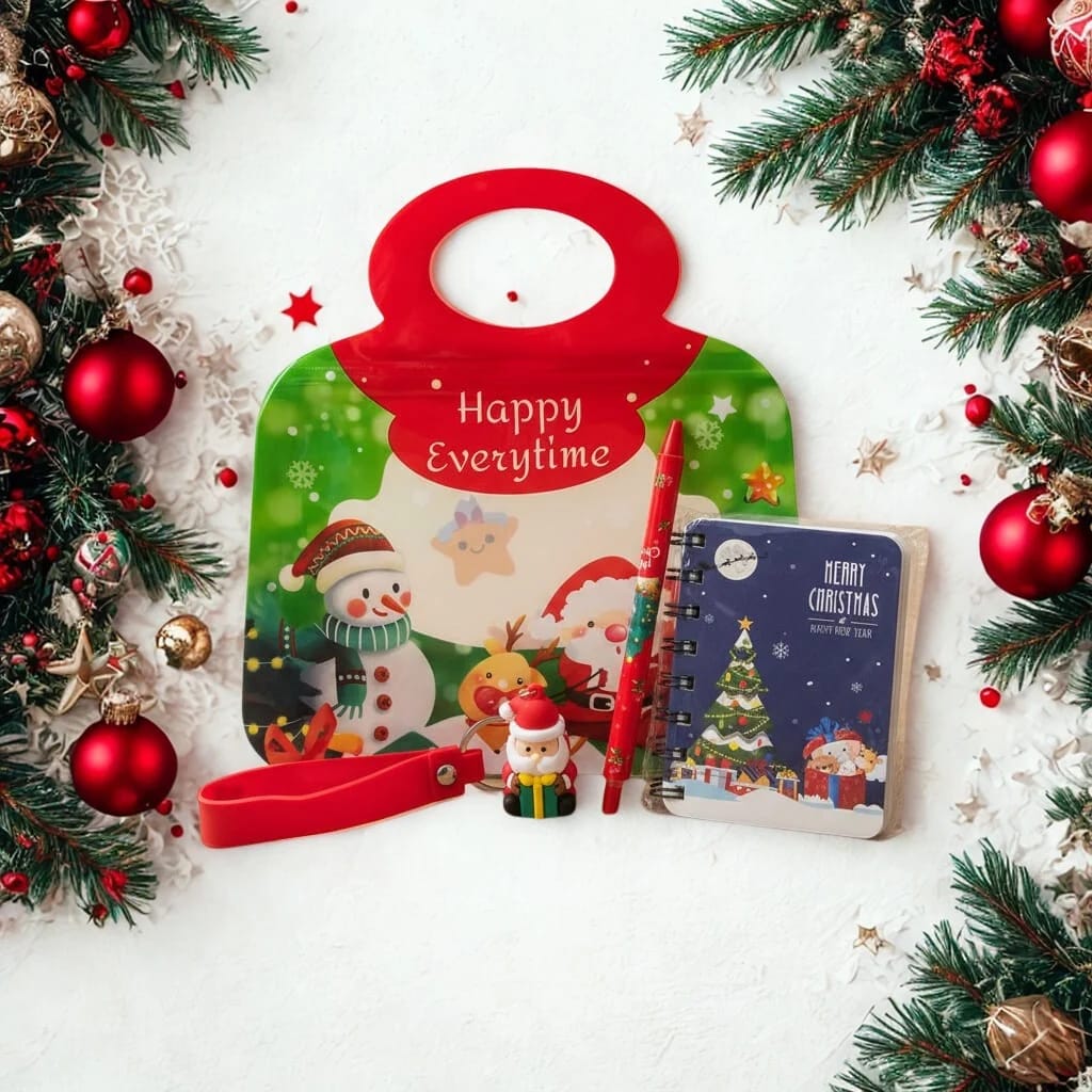 Christmas Stationery Gift Set | Santa Bag with Pen, Diary & Eraser