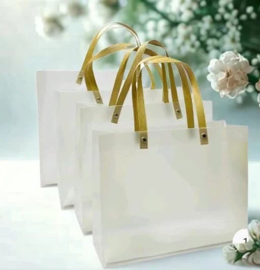 Transparent Gift Bag with Wooden Handle | Premium Return Gift Bag-Set of 10