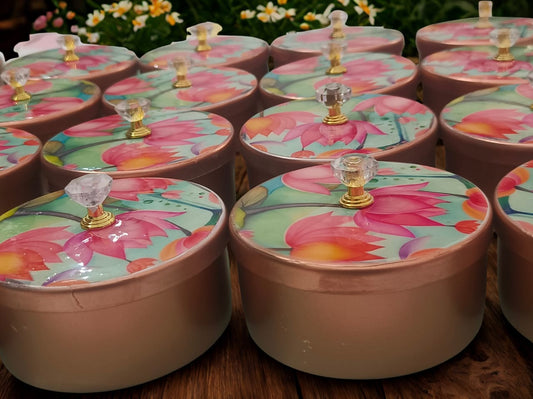 Decorative Metal Gift Box | Printed Lid & Crystal Knob