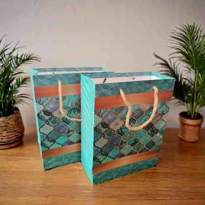 Teal Lotus Premium Paper Gift Bag (with Rope Handle)