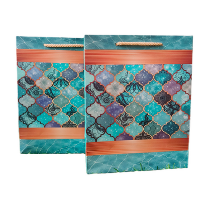Teal Lotus Premium Paper Gift Bag (with Rope Handle)