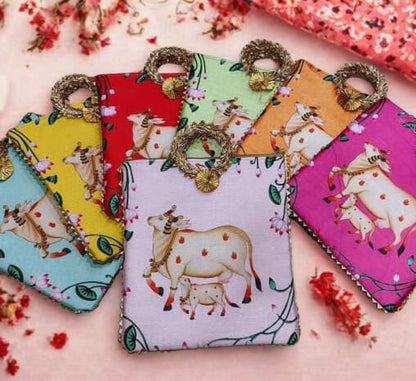 Cow Blessings Gift Bag | Cow & Calf Zipper | Assorted Colors