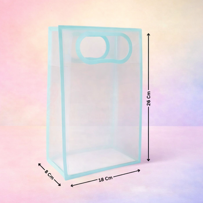Transparent Frosted PVC Gift Bag with Handle – 26 × 18 × 8 cm- Set of 5
