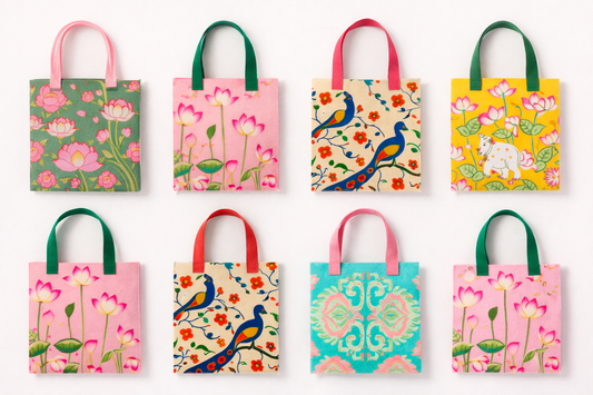 Printed Felt Gift Bags (Only Bags) | Reusable & Eco-Friendly Set of 10