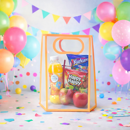 Transparent Frosted PVC Packaging peach colour Bag with Handle – Set of 5 (2 Size Options)