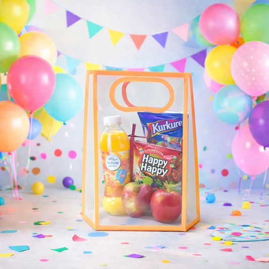 Transparent Frosted PVC Packaging peach colour Bag with Handle – Set of 5 (2 Size Options)