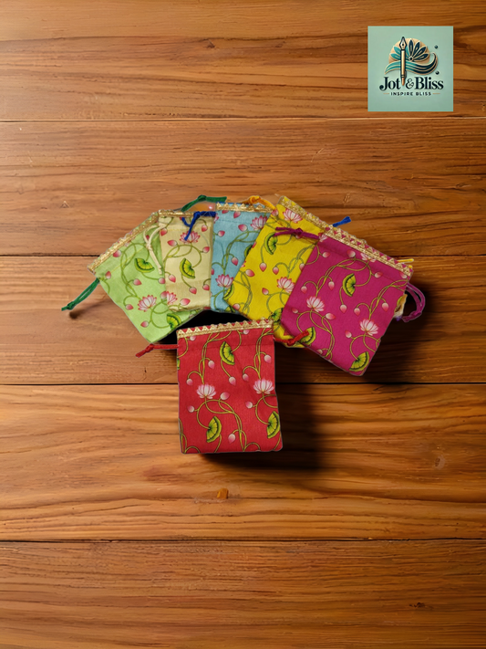🌸 Fabric Coin Potli Bags – 4x4 inch | Set of 10